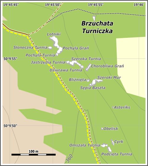 Brzuchata Turniczka - mapa dojścia
