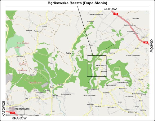 Mapa dojazdu do Doliny Będkowskiej