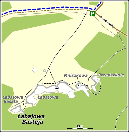 Łabajowa Basteja - mapka dojścia