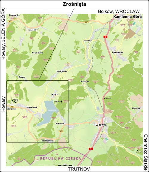 Mapa dojazdu doSpękanych Skał