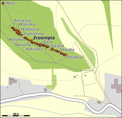 Mapa dojścia do Spękanych Skał