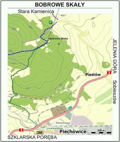 Mapa dojścia do Bobrowych Skał