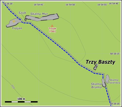Trzy Baszty - mapa lokalizacji