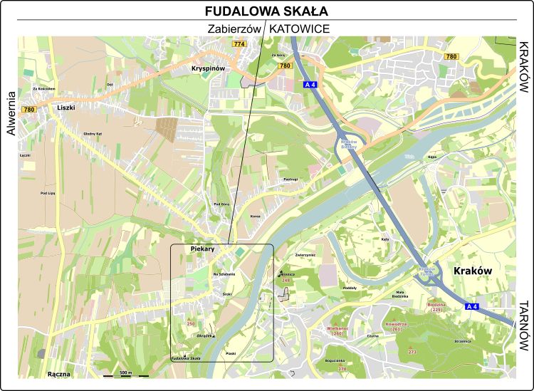 Fudalowa Skała - mapa dojazdu
