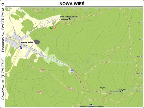 Mapa dojścia do skał Brzuszki i Płyta nad Brzuszkami