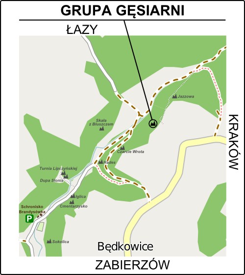 Mapa dojścia do Fortecy w Grupie Gęsiarni