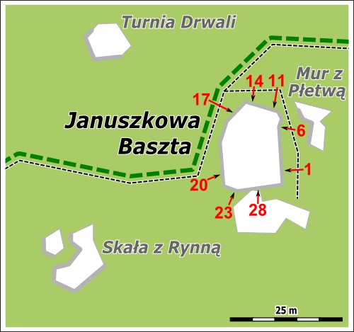 Januszkowa Baszta - mapka 