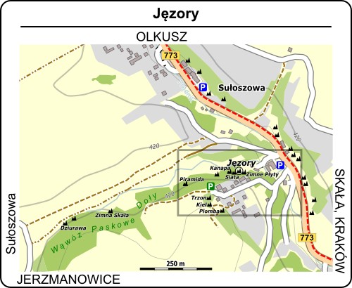 Paskowe Doły w Sułoszowej - mapa dojazdu