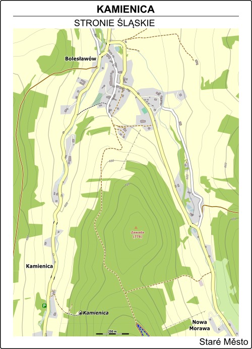 Mapa dojścia do skały Kamienicy