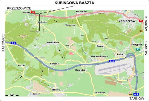 Mapa dojazdu do Kubincowej Baszty