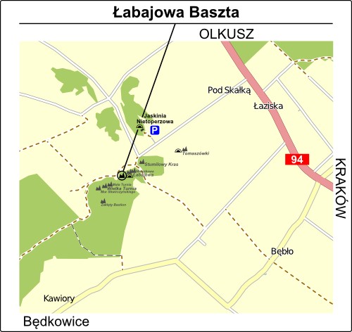 Łabajowa Baszta - mapa dojścia