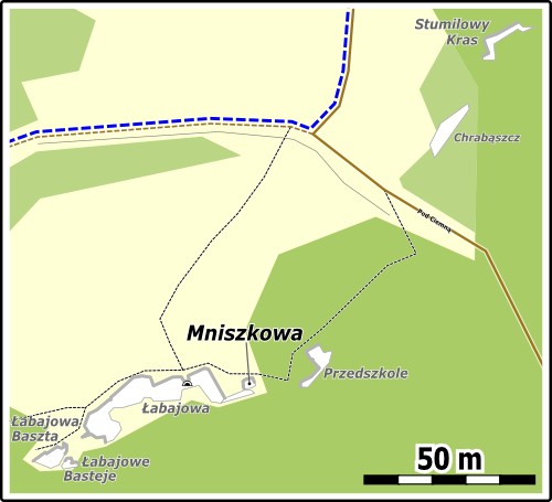 Mapa dojścia do skały Mniszkowa