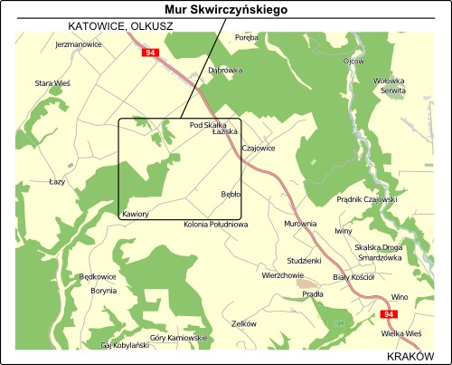 Mapa ogólna dojazdu do Doliny Będkowskiej