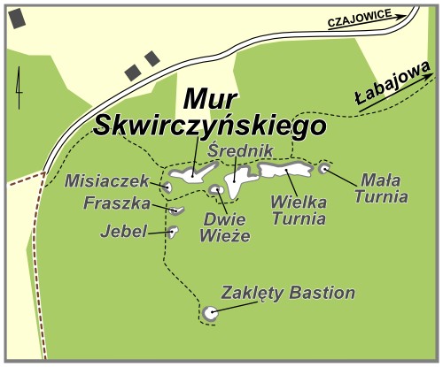 Mur Skwirczyńskiego - mapka dojścia