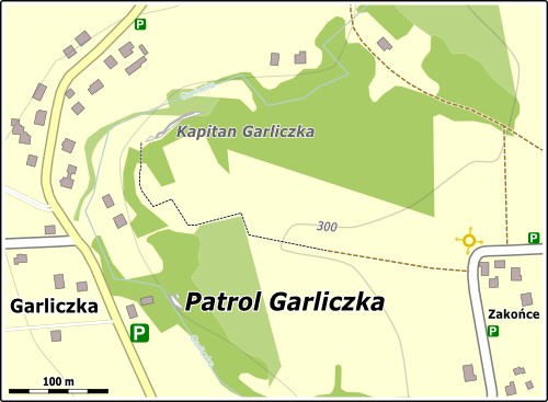 Mapa dojścia do skały Patrol Garliczka