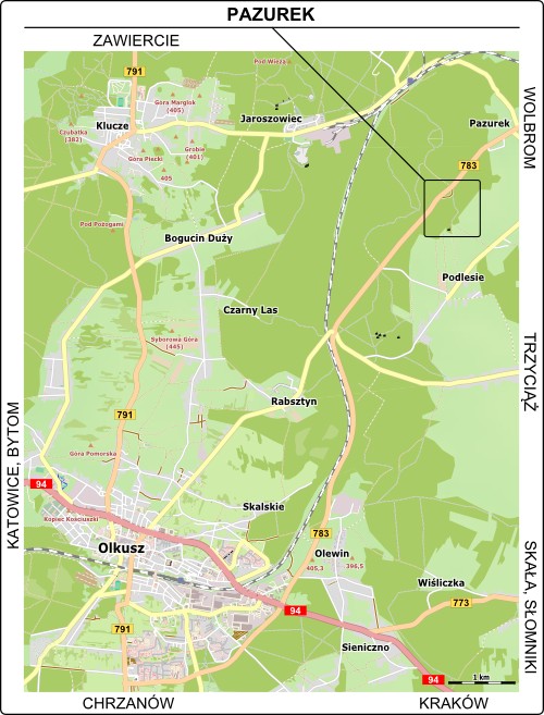 Mapa dojazdu do Pazurka