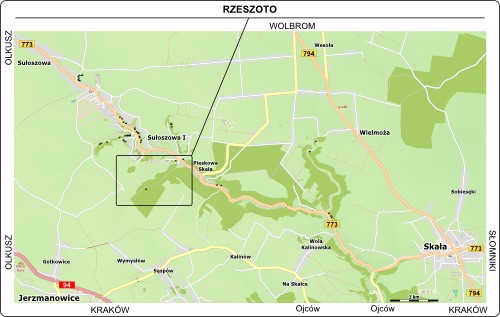 Mapa dojazdu do skały Rzeszoto