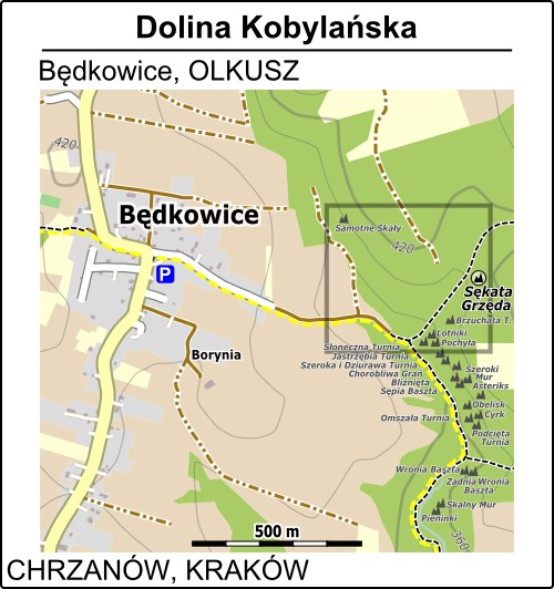 Mapa dojścia do Doliny Kobylańskiej