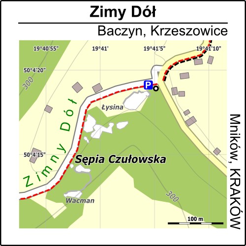 Mapa dojścia do Sępiej Czułowskiej
