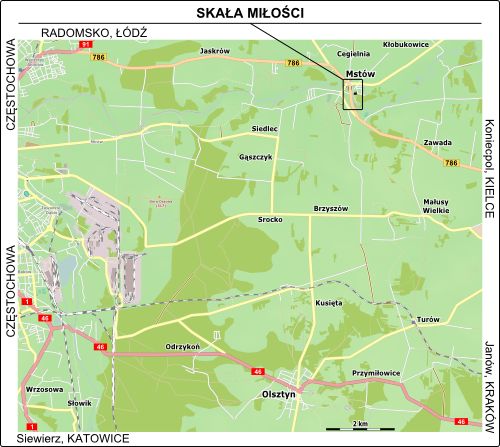 Mapa dojazdu do Mstowa