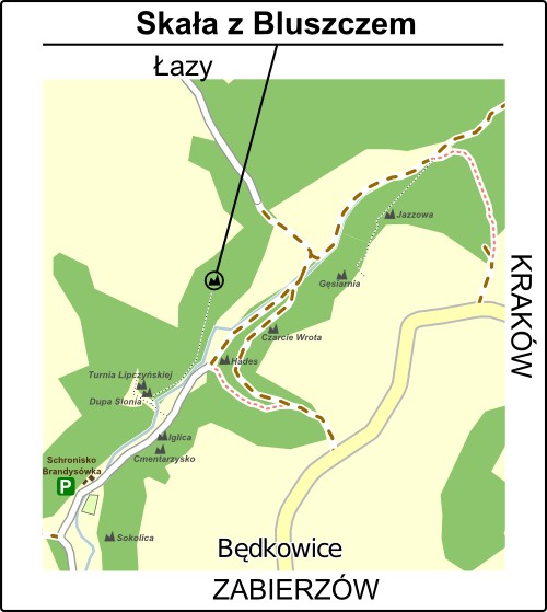 Mapa dojścia do Skały z Bluszczem