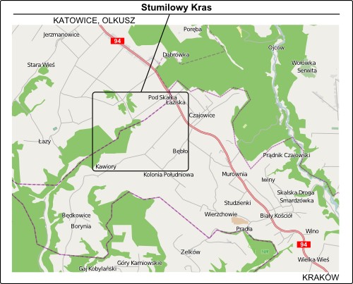 Mapa dojazdu do Doliny Będkowskiej