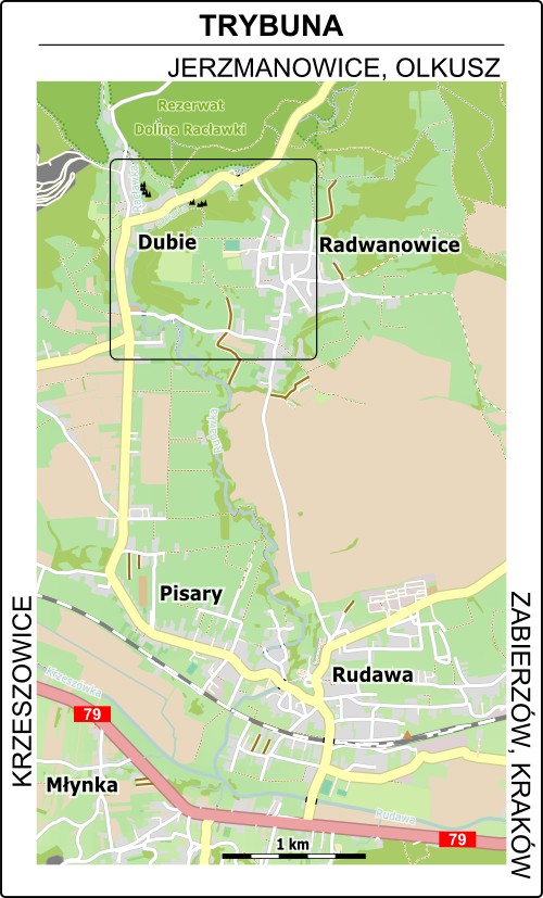 Mapa dojazdu do Trybuny