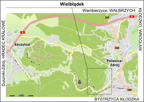 Mapa dojazdu do Wielbłądka w Polanicy-Zdrój