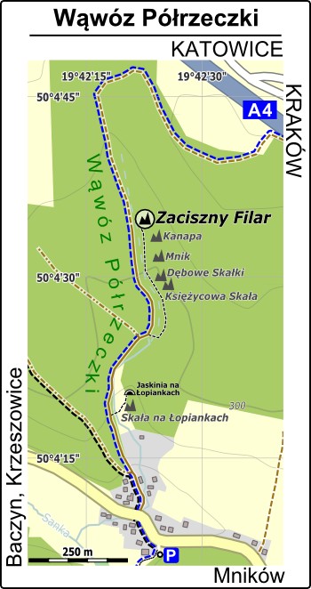 Mapa dojścia do Zacisznego Filara