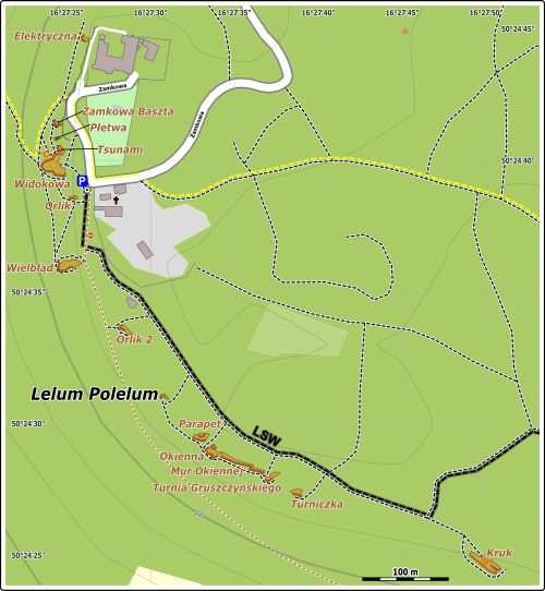 Mapa dojścia do skały Lelum Polelum