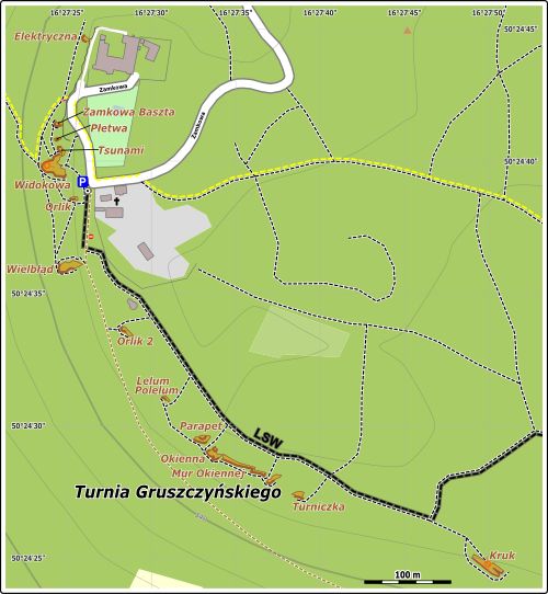 Mapa dojścia do Turnii Gruszczyńskiego