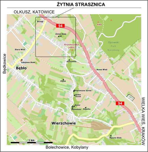 Żytnia Strasznica - mapa dojazdu