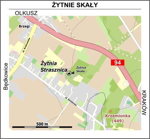 Żytnie Skały - mapa dojścia